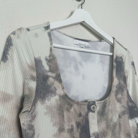 Fourteenth Place Tie Dye Long Sleeve Button Down Ribbed Midi Dress S - Picture 3 of 11
